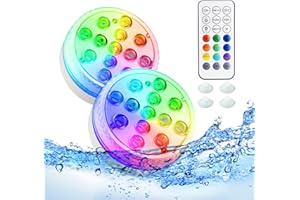 XQDUPDA Submersible LED Lights with Remote 16 Colors IP68 Waterproof Underwater Pool Lights for Inground Pool Above Ground Battery Operated Controlled Pool Pond Decoration 2 Pack