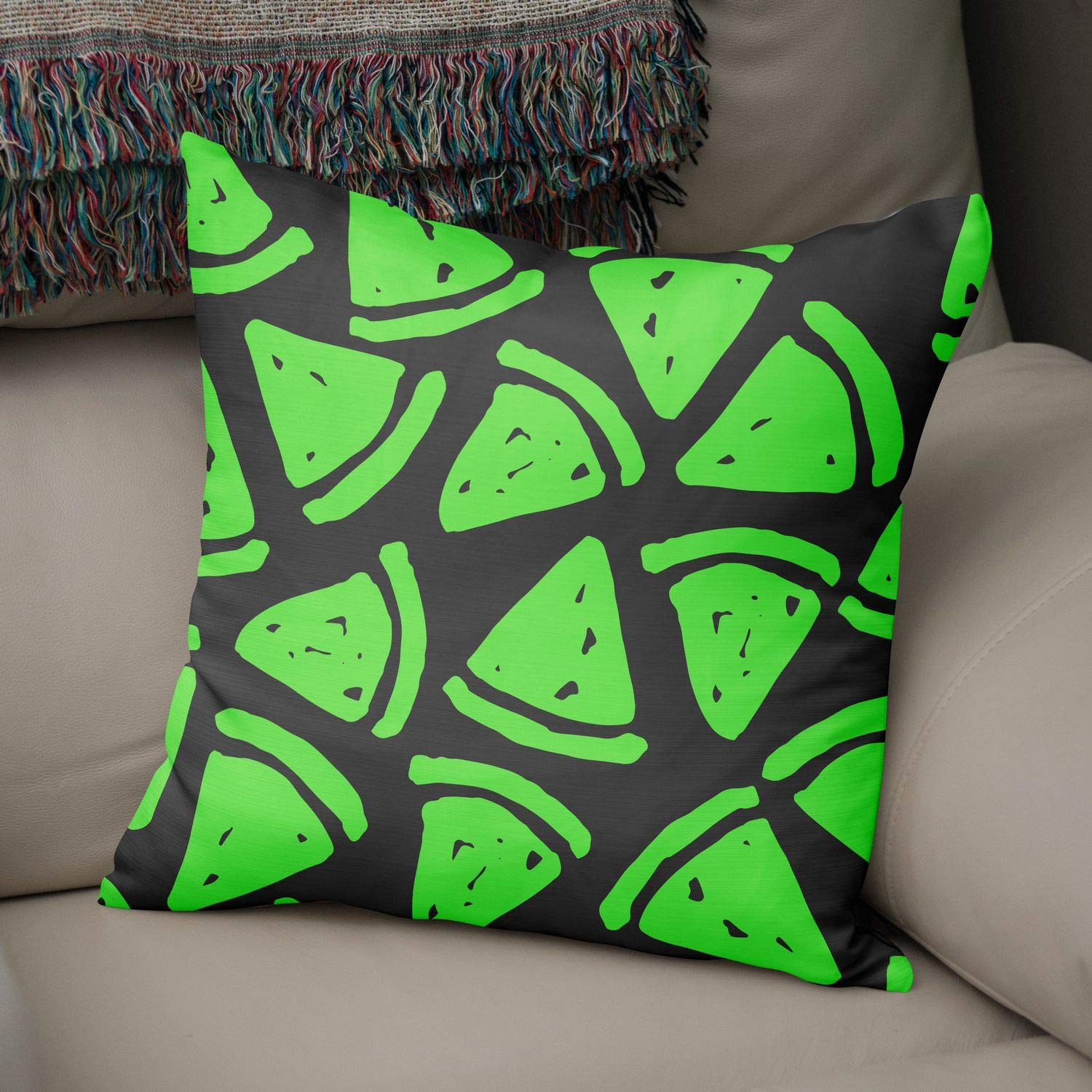 Bonamaison Decorative Cushion Cover Neon Green & Fume, Throw Pillow Covers, Home Decorative Pillowcases for Livingroom, Sofa, Bedroom, Size: 50x50 Cm - Designed and Manufactured in Turkey