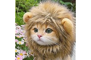 LEASOTE Cute Cat Lion Mane Costume, Halloween Costume Cat Lion Mane Wig for Cats and Small Dogs, Funny Pet Headwear Cat Hats for Halloween Christmas, Parties, Photo Shoots Lion S