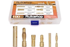 RUIKARHOP 100PCS 2mm 3.5mm 4mm Female Male Gold Banana Bullet Connector Plug for RC Battery ESC Motor Wire Plug