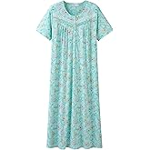 Keyocean Women Nightgowns, Soft 100% Cotton Short Sleeves Comfy Ladies Nightdress