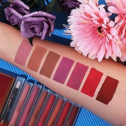 QiBest 8pcs Matte Liquid Lipstick with Lip Plumper