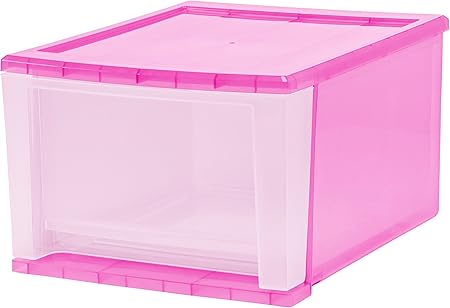 Amazon Com Iris 17 Quart Stacking Drawer 4 Pack Pink Home