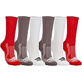 Umbro Mens Athletic Crew Socks – Soccer Sports Socks Breathable Mesh, Moisture-Wicking, Compression & Arch Support, 6-Pack