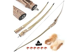60/62/64 Inch Takedown Longbow 20-50Lbs Traditional Longbow Wood Triangle Hunting Bow Right Hand for Archery Hunting Target S