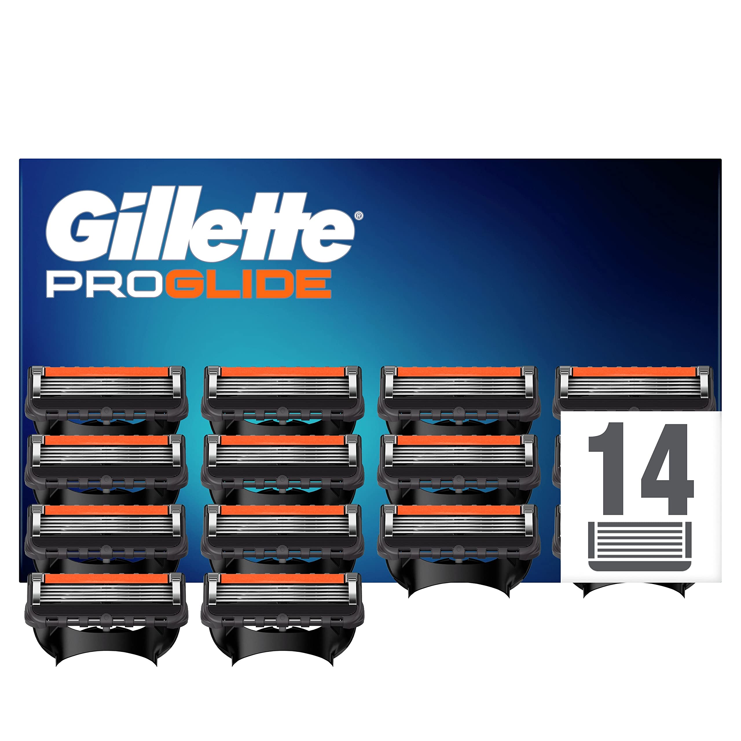 Gillette ProGlide Razor Blades Men Pack of 14 Razor Blade Refills with Precision Trimmer, 5 Anti-Friction Blades