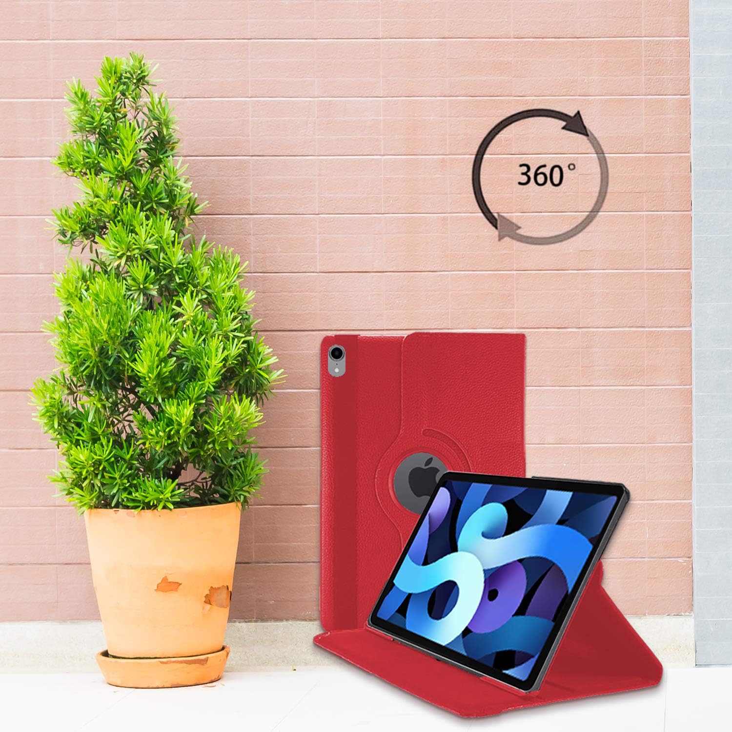 For iPad Air 11 (M4 2026/M3 2025/M2 2024) Case/iPad Air 10.9 4th 2020/5th 2022 Generation 360 Rotating Stand Multi-Angle Viewing Auto Wake/sleep Smart Folio Kids Friendly Protective Cover (RED) - Image 5