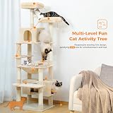 PAWZ Road Cat Tree 184cm Large Cat Tower with Sisal Posts Beige 8-Level view 6