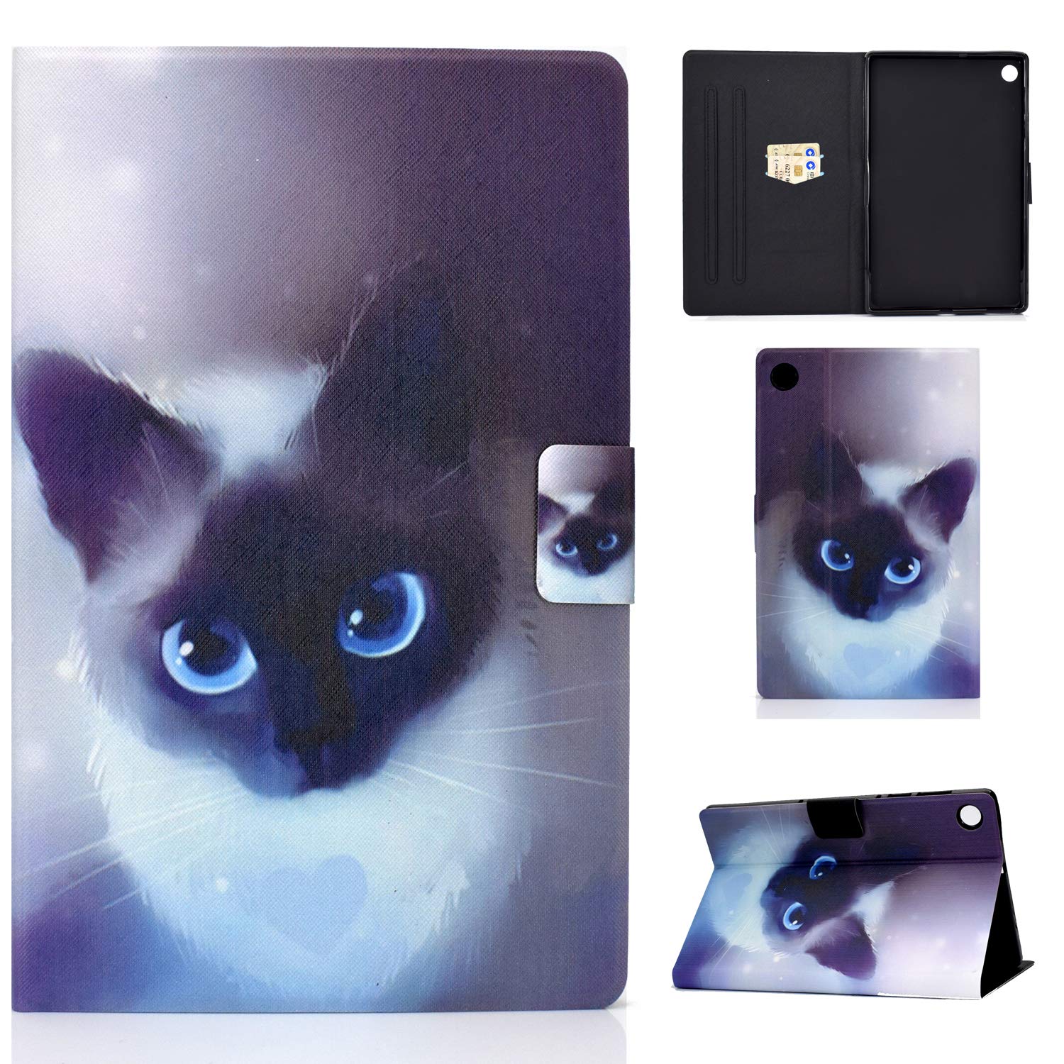CXTCASE Case for Lenovo Tab M10 Plus (3rd Gen) 10,6 Inch,Stand Function PU Leather Protective Cover Tablet Case Shell for Lenovo Tab M10 Plus 3rd Gen,Blue Eyed Cat