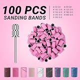 MelodySusie 100 Pcs Nail Drill Bits 180 Grit Sanding Bands for 3/32" Nail Drill view 2