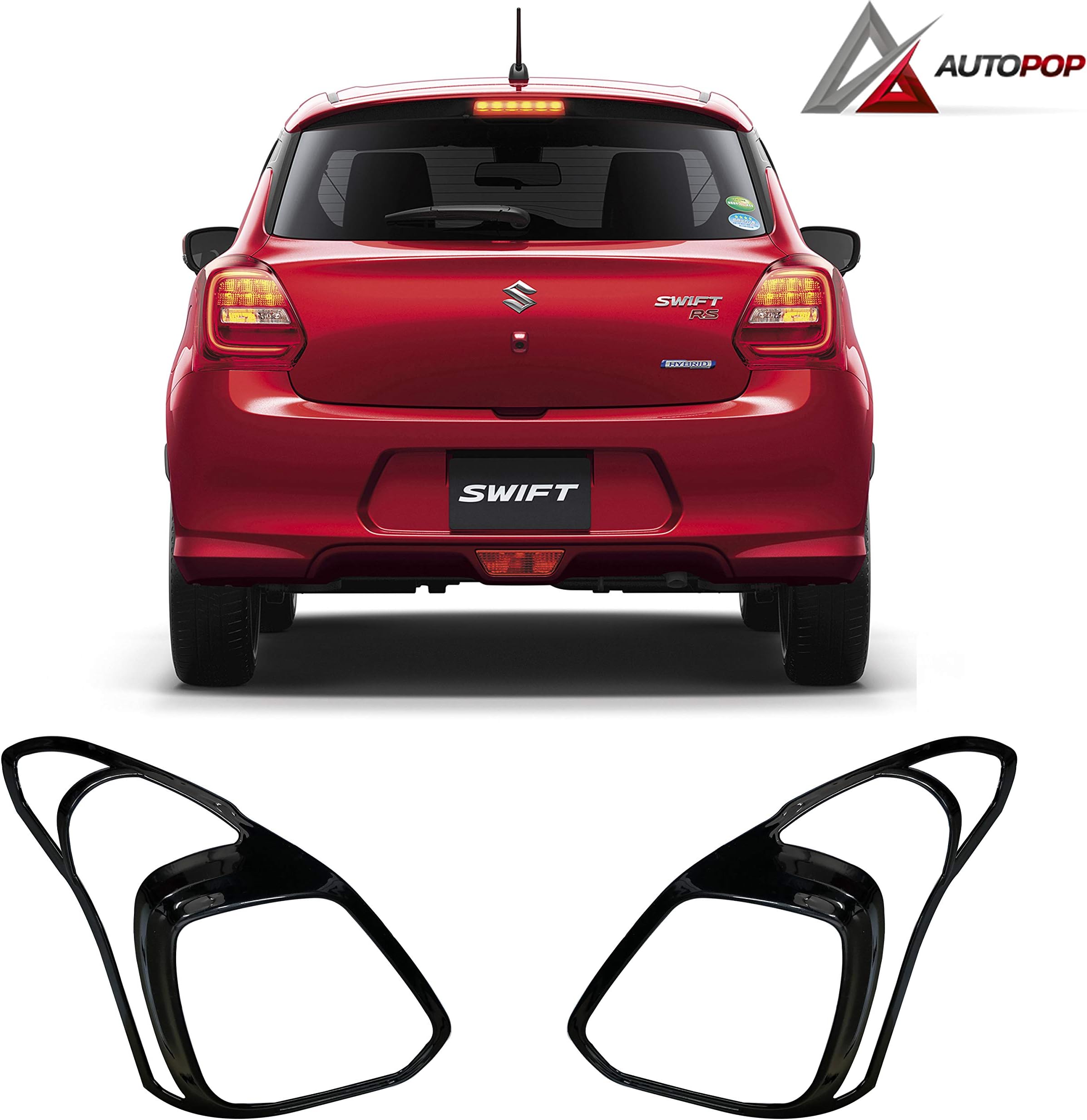 AutoPop Black Chrome Taillight Cover for Maruti Suzuki Swift 2018 (Set of 2)