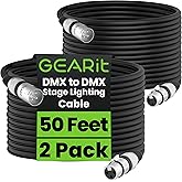 GEARit DMX Cable 50FT 2-Pack 3-Pin Male to Female for DJs and Event Techs | 110 Ohm Shielded Lighting Control Cables for Moving Heads PAR Lights Controllers Weddings Events Venues and Production Crews