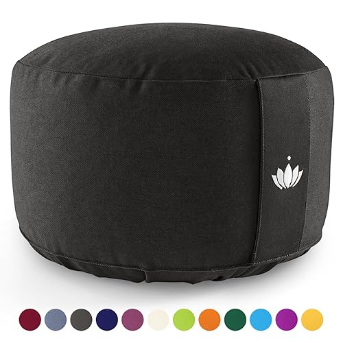 Blue Banyan Zafu Meditation Cushion LARGE Buckwheat) Zen Black