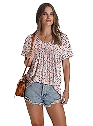 WEESO Ladies Tops and Blouses Casual Short Sleeve