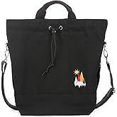 Women Canvas Tote Handbags Casual Shoulder Work Bag Crossbody Bag with Sunshine Embroidery