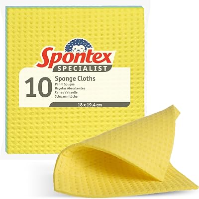 Spontex Specialist Sponge Cloths 100% PEFC Pulp 10 Pack 18x19.4 cm