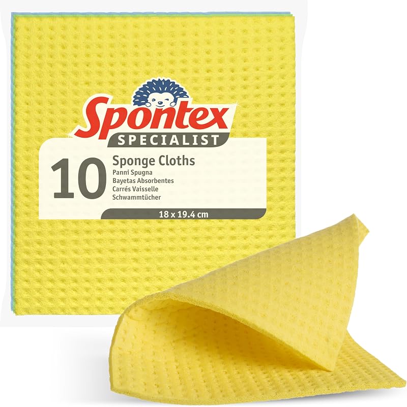 Spontex Specialist Sponge Cloths 100% PEFC Pulp 10 Pack 18x19.4 cm