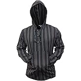 Shopoholic Fashion Mens Striped Hooded Grandad Shirt
