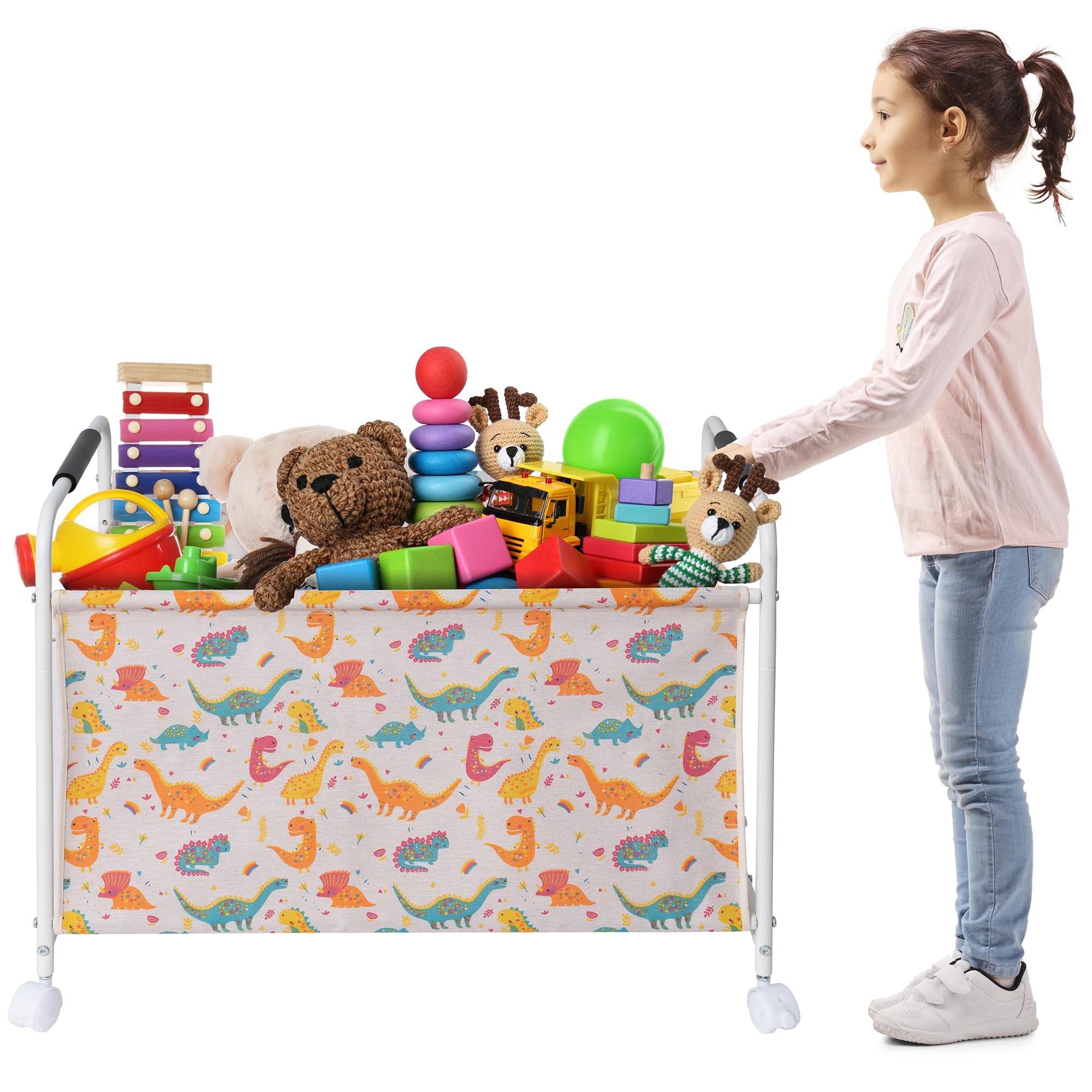 Photo 1 of STORAGEIDEAS Large Toy Box Cart with Wheels, Sturdy Kids Toy Storage Organizer