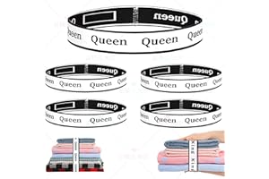 WUHER 4Pcs Bed Sheet Organizer Bands Sheets Labels for Bedding ，Sheet Size Bands Linen Closet Storage Sheet Set Organizer Sheet Keeper Band (Queen)