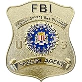 Jefuzh Badge for Dressing up and Cosplay, Enameled & Plated, Catch Design, Nickel-Brass Opulent Shield Badge,Gift Box Packaging