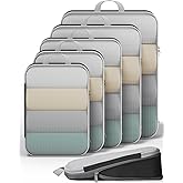 Veken 6/9/11 Set Compression Packing Cubes for Travel Essentials,Compressible Expandable Large Luggage Suitcase Organizer Bags for Clothing,Durable Space Saver Storage Bags(Black)