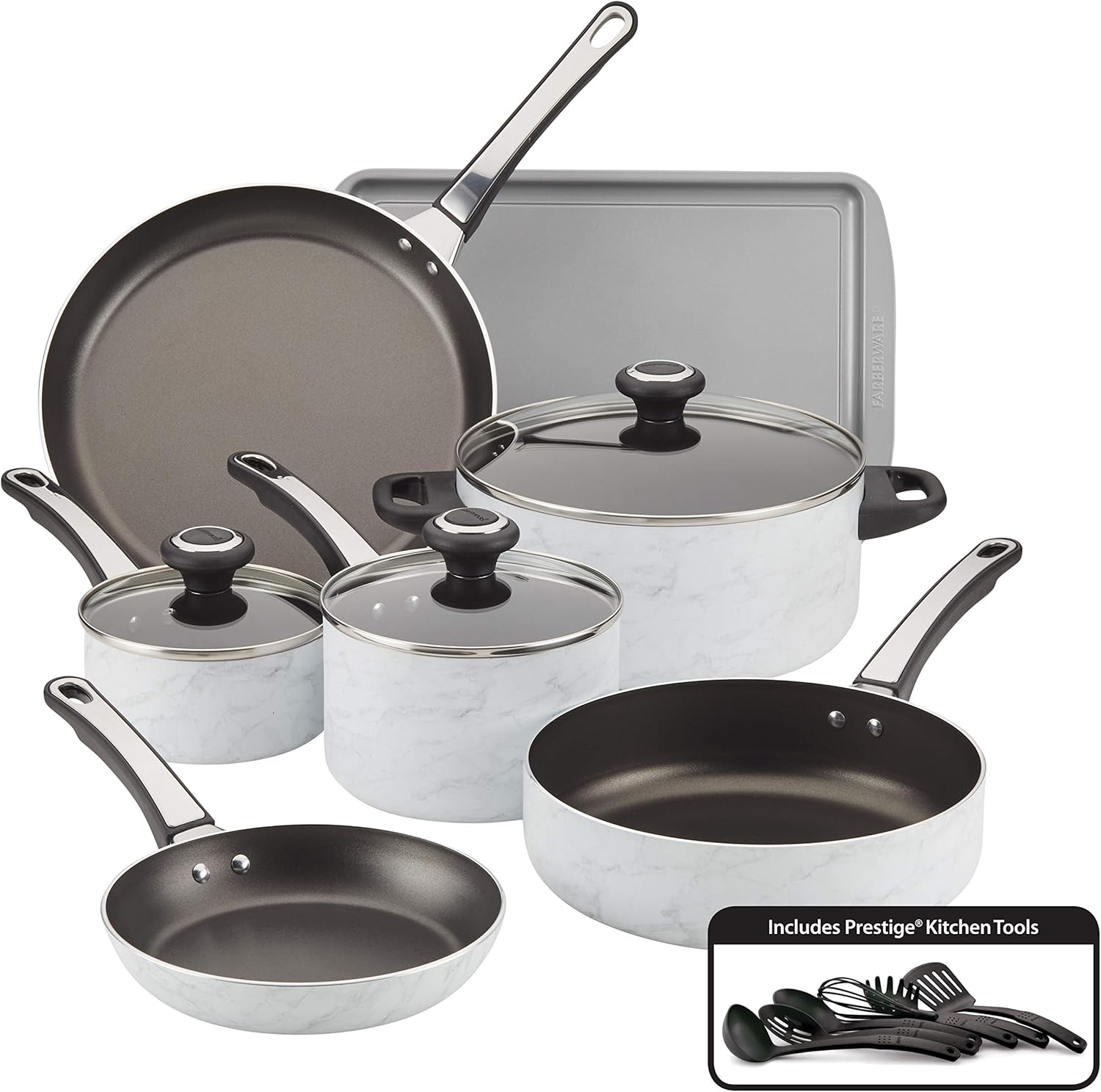 Farberware Designs Nonstick Cookware Pots and Pans Set, 16