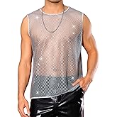 Lars Amadeus Sheer Tank Top for Men's See Through Sleeveless Party Shiny Muscle Mesh Vest