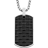 Boston Bay Men’s Black 316L Stainless Steel and Yellow Gold Plated Dog Tag Pendant Necklace with 24" Inch Matching Chain