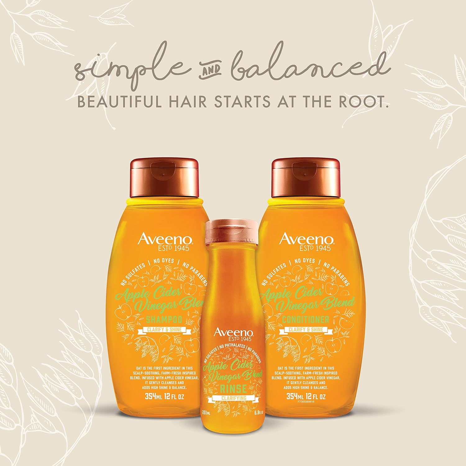 Aveeno Scalp Soothing Shampoo, Apple Cider Vinegar Blend, 12 Fl Oz : Beauty