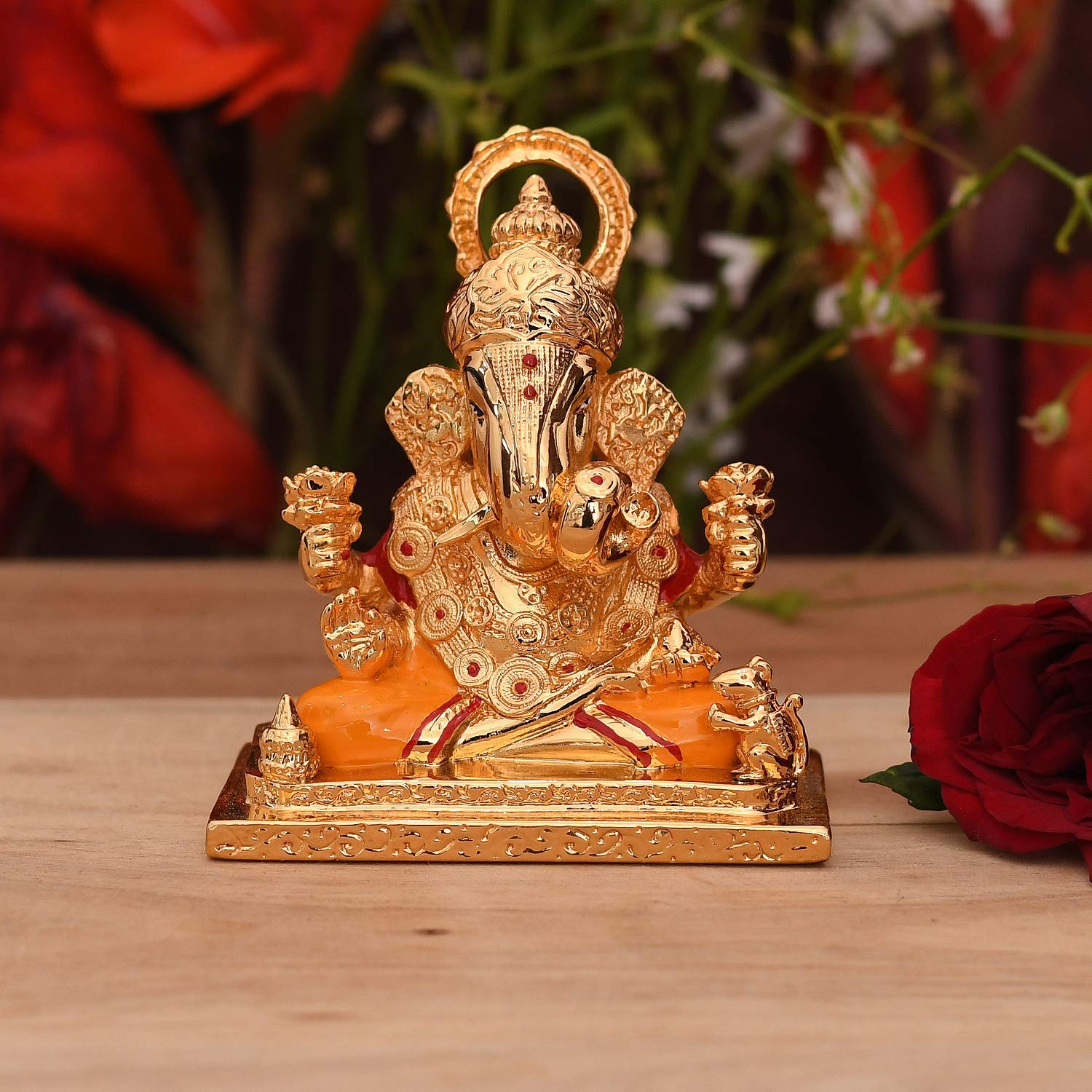 Buy CraftVatika Gold Plated Lord Ganesha Statue for Temple Pooja Home