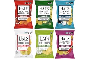 Hal's New York Kettle Cooked Potato Chips, Variety Pack, 6 Flavors, 2 Oz (Pack of 24)