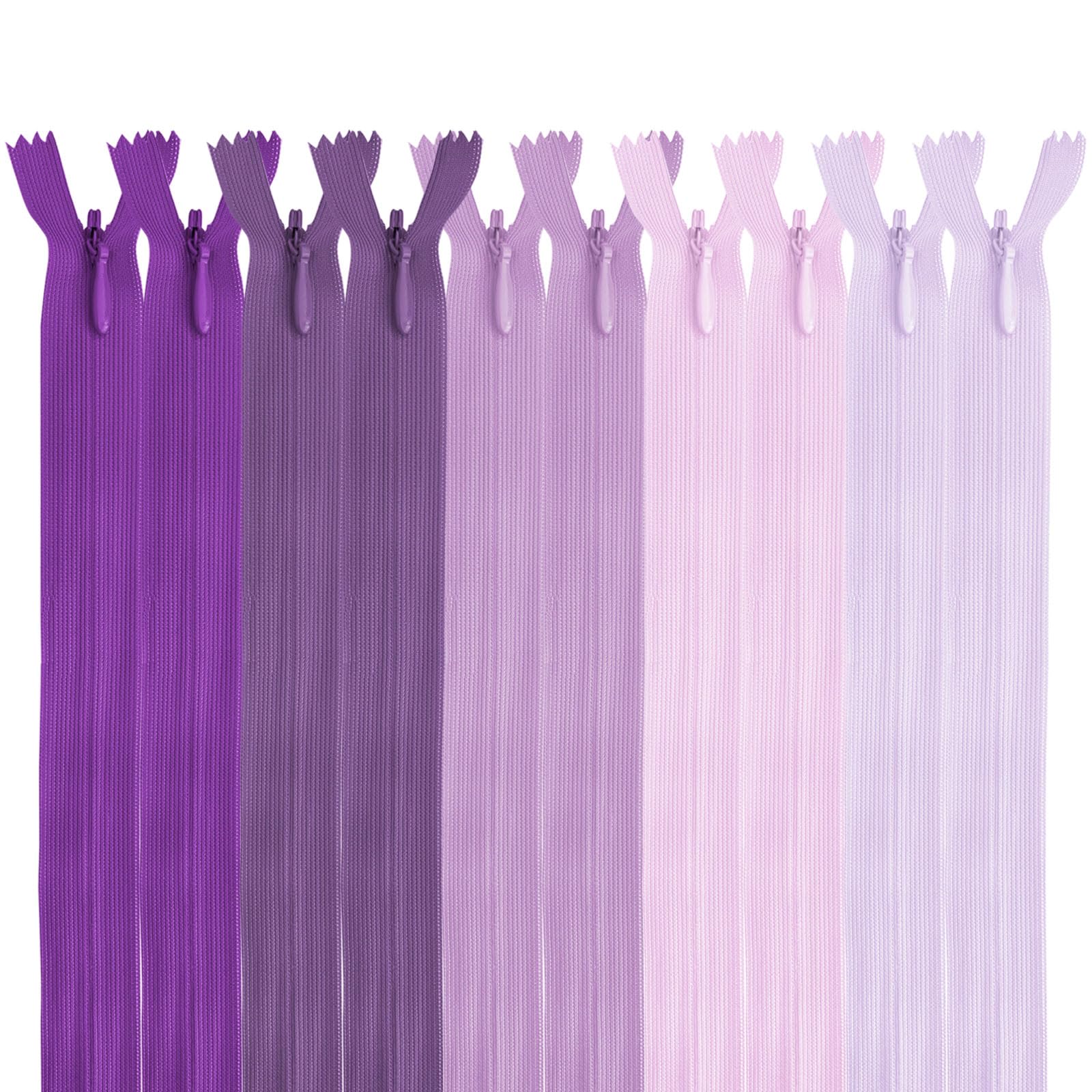 MARARDI [Pack of 10 Invisible Zippers [Purple] Nylon [15 cm] Zippers for Sewing and Crafts for Clothing, Clothing, Sewing Bags, Cotton Fabric with Metal Closure — image 1