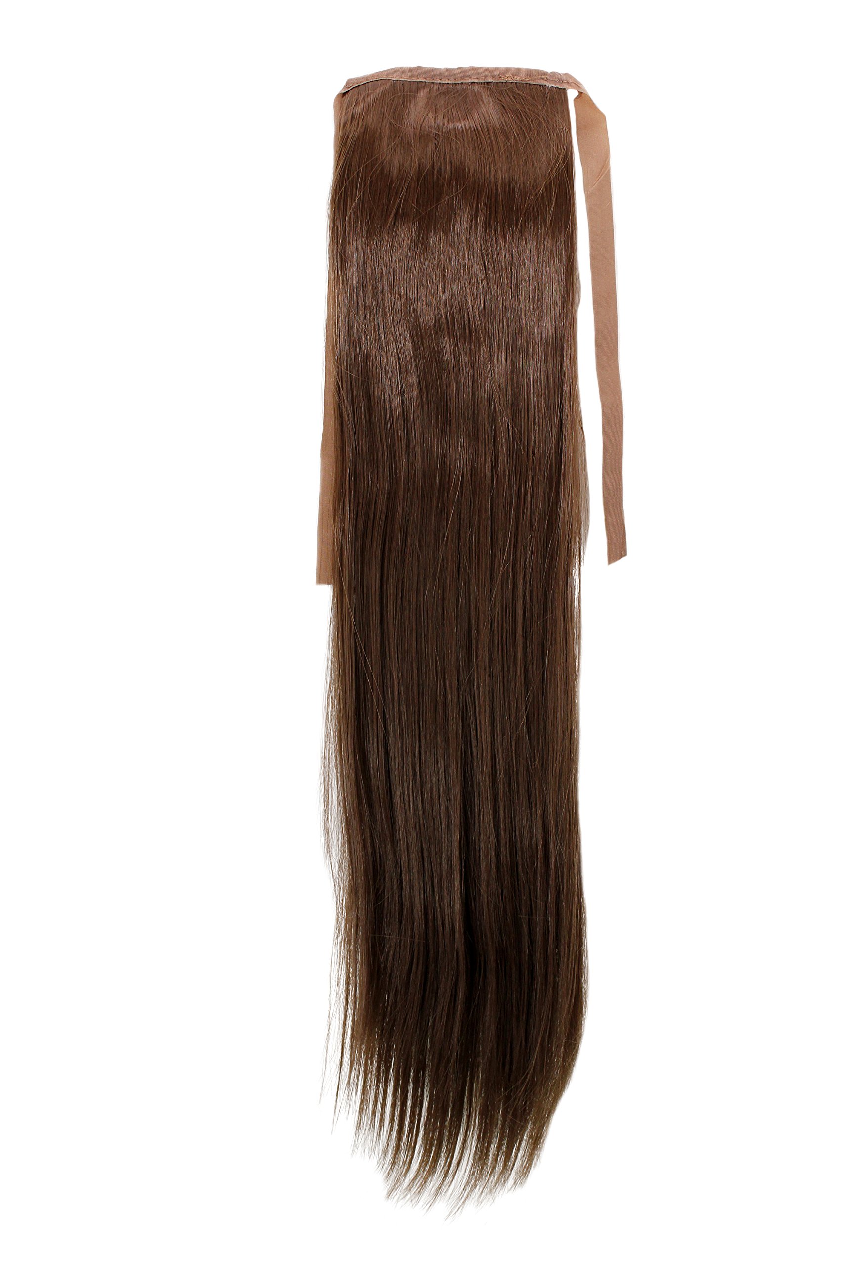 WIG ME UP - YZF-TS18-8 Hairpiece Pontail Pigtail extension slim light straight comb and ribbon medium brown