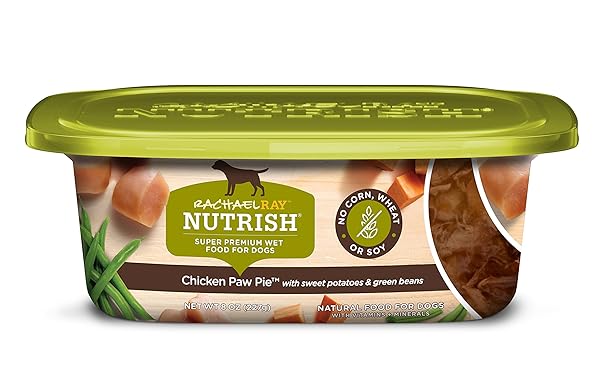 RACHAEL RAY NUTRISH PREMIUM NATURAL WET DOG FOOD, CHICKEN PAW PIE RECIPE, 8 OUNCE TUB