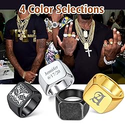 FindChic Square Signet Rings for Men Chunky
