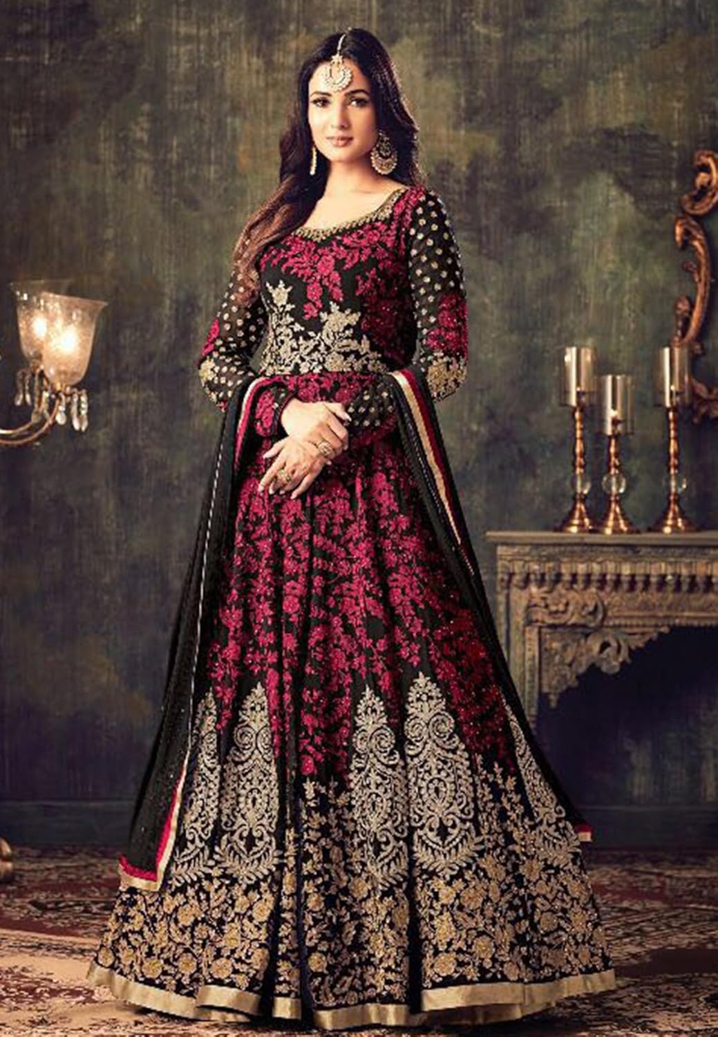 diva & diya women's embroidered semi-stitched salwar suit