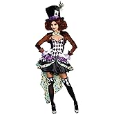 Dreamgirl Adult Mad Hatter Costume for Women, Womens Whimsical Mad Hatter Madness Halloween Costume