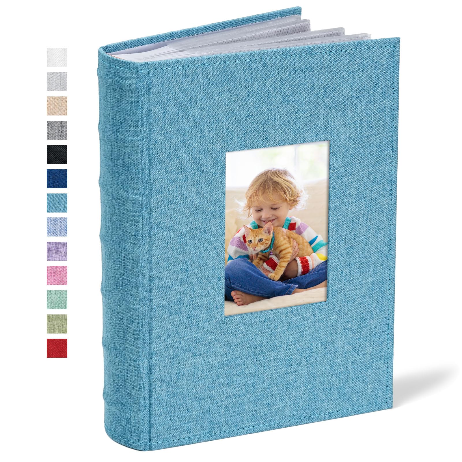 Vienrose Photo Albums 6x4 (15x10 cm) 300 Pockets Linen Cover with Memo Spaces Photobook Large Capacity Pictures Album Memory Book for Wedding, Family, Baby, Holidays, Special Occasions, Light Blue