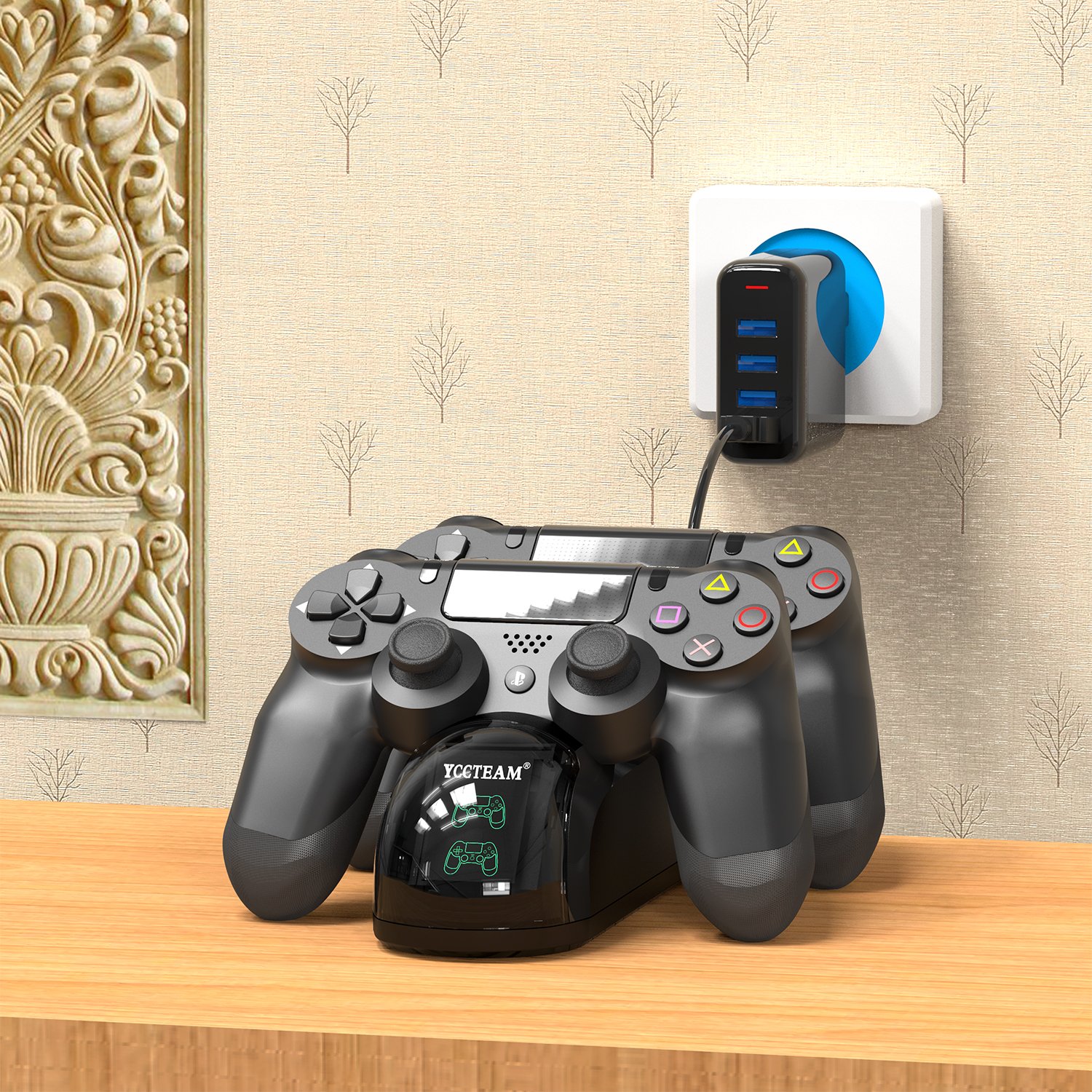 PS4 Controller Charger, DualShock 4 USB Charging Station Dock for Sony Playstation 4/PS4 Slim/PS4 Pro Controller