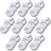 Comfoex 10 Pairs Boys Socks For Kids 4-6 8-10 6-8 Years Old Athletic Ankle Socks Short Cotton Socks With Cushioned Sole