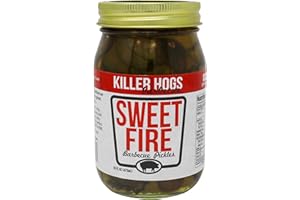 Killer Hogs Sweet Fire Pickles | Always Crisp Pickles with Sweet and Spicy Heat | Great with BBQs, Grilling, and Everday Meals | 16 oz
