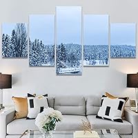 SIGNWIN 5 Panel Canvas Wall Art Modern Art Forest Multicolor Photography Relax/Calm Romantics Scenic for Home Decorations Ready to Hang - 60