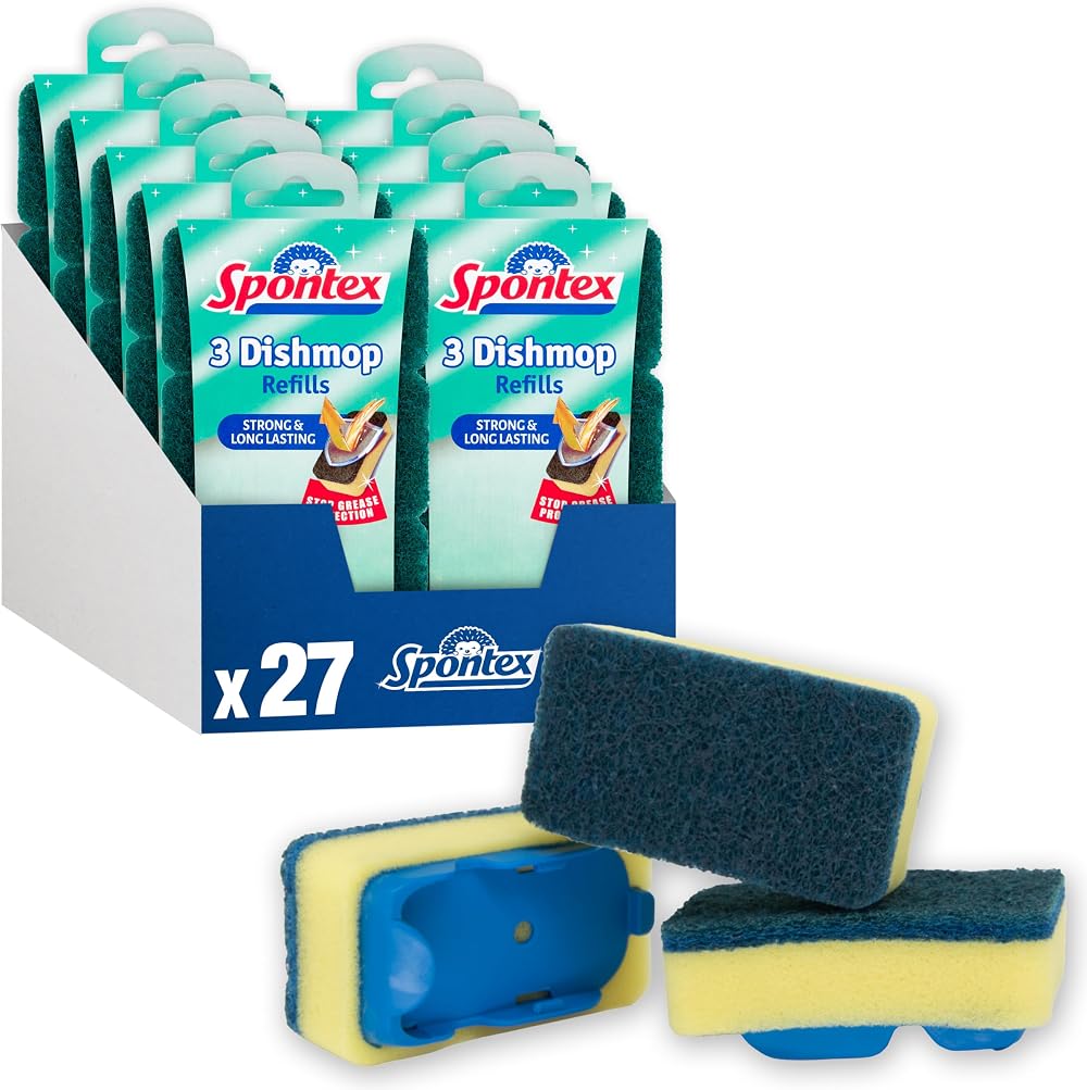 Spontex Dishmop Refills 27 Count Strong Replacements for Wash Up Brush