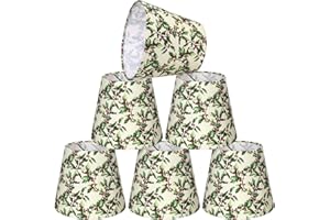Baquler 6 Pcs Christmas Lamp Shades Set 5.91"w x 5.12"h Hardback Chandelier Shade Mistletoe Little Droplight Shades Wall Lights Chandelier Lights Shade Gift Holiday Decor Supply