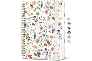 TAJA Spiral Journal Notebook for Women, Pretty Hardcover Lined Notebook for Work & Note Taking, Aesthetic Cute Journal for Writing, 140 Pages, 6"x8", Floral