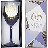 Pavilion Gift Company - 65 & Totally Fabulous - 19 oz Purple & Gold Ombre Stemmed Wine Glass Happy Birthday Party Celebration Milestone Gift Present