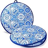 snaxuda Tortilla Warmer Pouch 2 Pcs,12 Inch Mexican Insulated Cloth Pouch for Tortillas, Tacos, Naan, and Pizza Rolls, Microwavable Fabric Bag Keeps Food Warm Blue