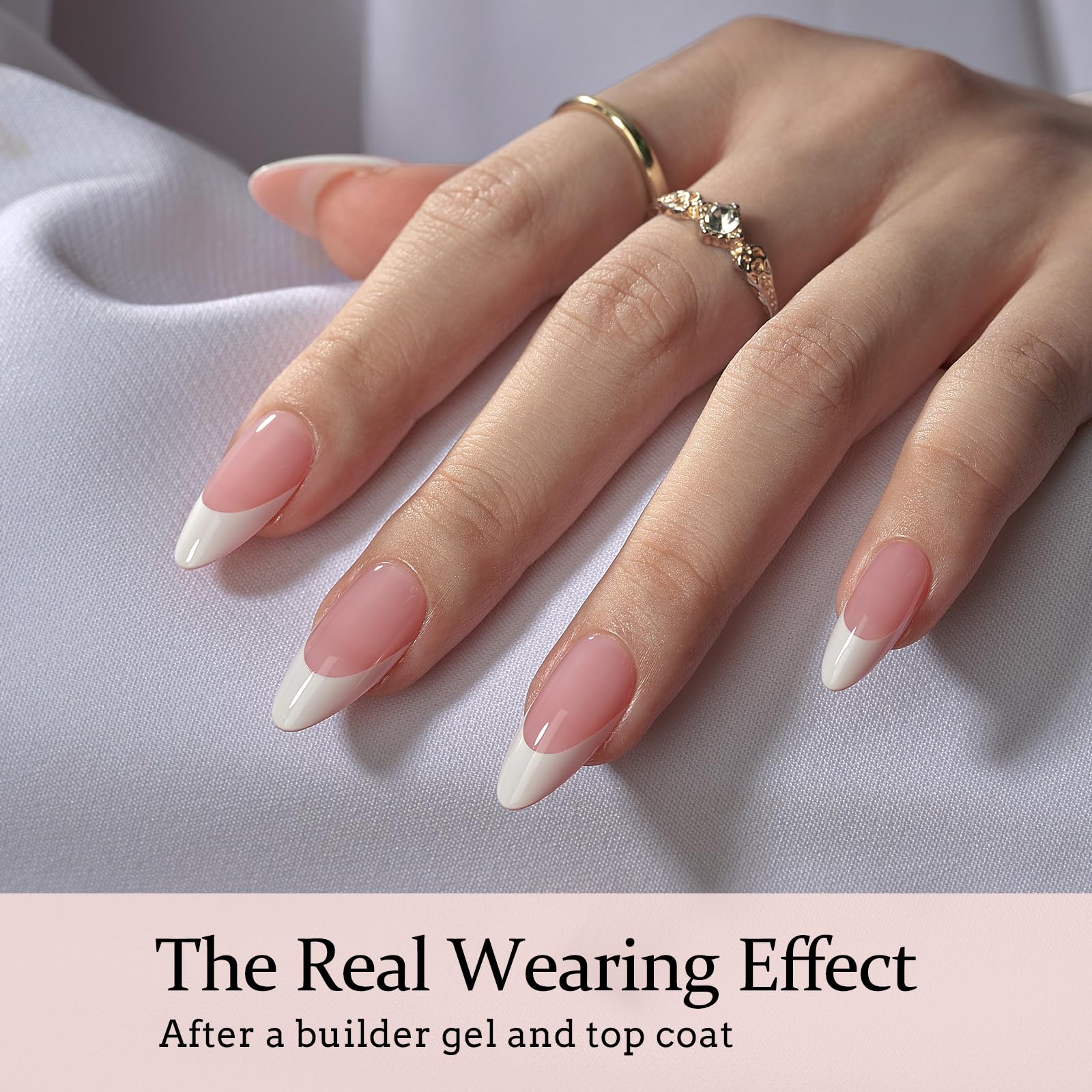 BTArtboxnails French Gel Nail Tips - French Tip Press on Nails Pink Medium Almond XCOATTIPS for Nail Extensions - Image 3