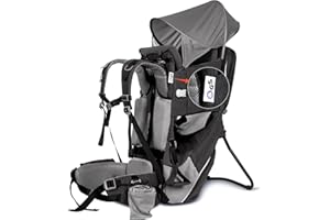 WIPHA Hiking Baby Backpack Carrier, Baby Carrier Backpack with Sun Canopy, Safe and Lightweight Toddler Hiking Backpack Carrier with Large Storage Space, Adjustable Child Carrier Backpack, Black